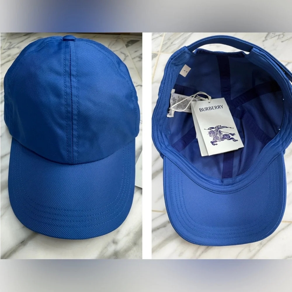 BURBERRY 2025 ACCESSORY IS A BASEBALL CAP! BRIGHT BLUE WITH EMBROIDERED LOGO - Picture 14 of 14